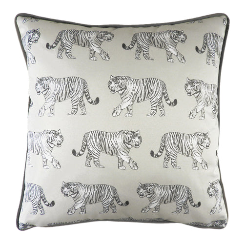 Evans Lichfield Safari Tiger Repeat Cushion Cover in White