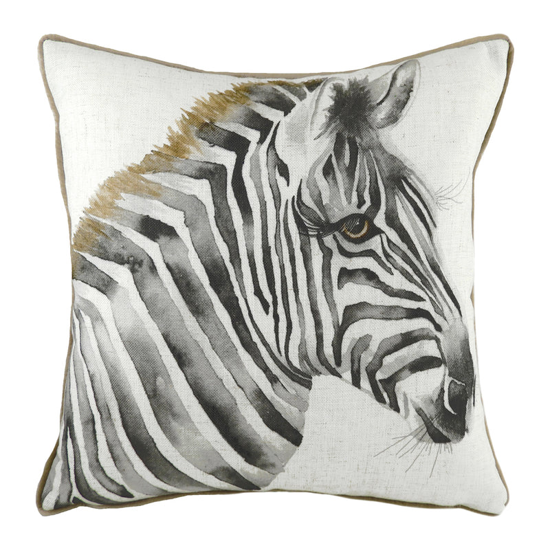 Safari Zebra Cushion White