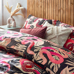 furn. Serpentine Tropical Duvet Cover Set in Ruby Pink