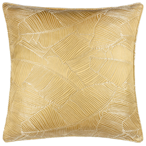 Wylder Seymour Embroidered Woven Jacquard Piped Cushion Cover in Gold