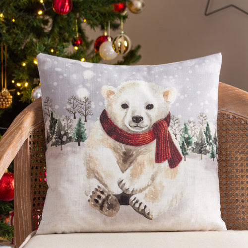 Evans Lichfield Snowy Polarbear Cushion Cover in Cream