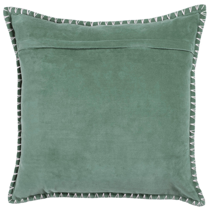 Additions Stitch Embroidered Cushion Cover in Seafoam
