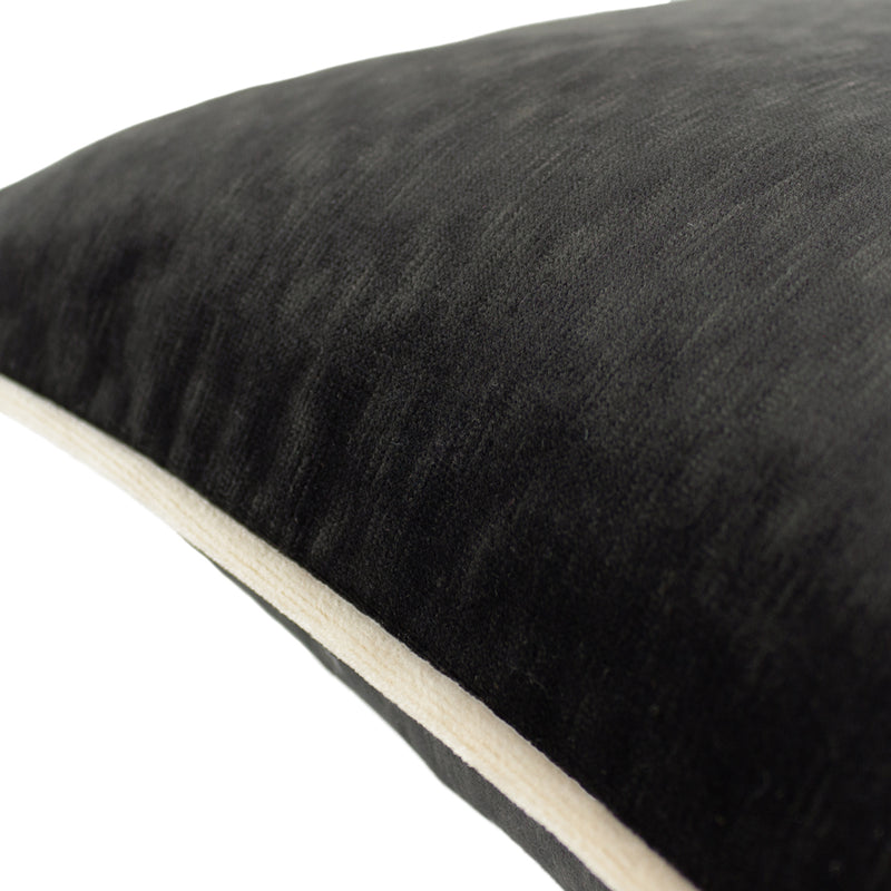Paoletti Torto Rectangular Opulent Velvet Cushion Cover in Black/Ivory