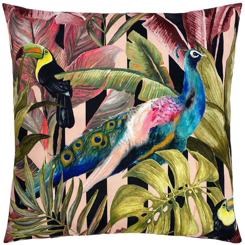 Toucan and Peacock Outdoor Cushion Multi