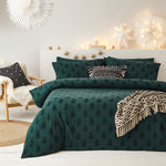 Yard Tufted Tree Festive 100% Cotton Duvet Cover Set in Pine Green