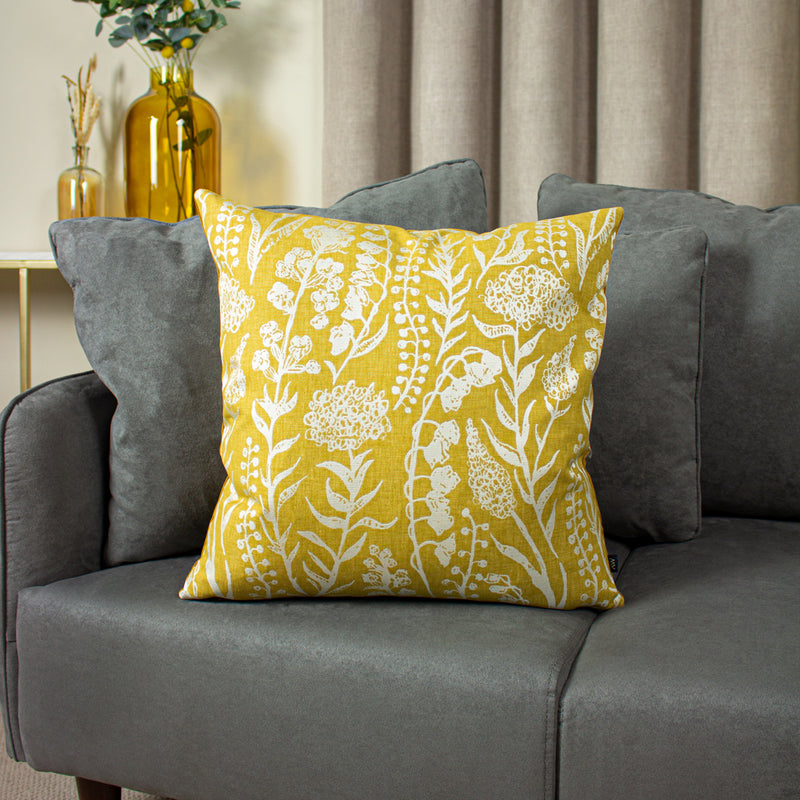 Ashley Wilde Turi Floral Jacquard Cushion Cover in Sunflower/Gold