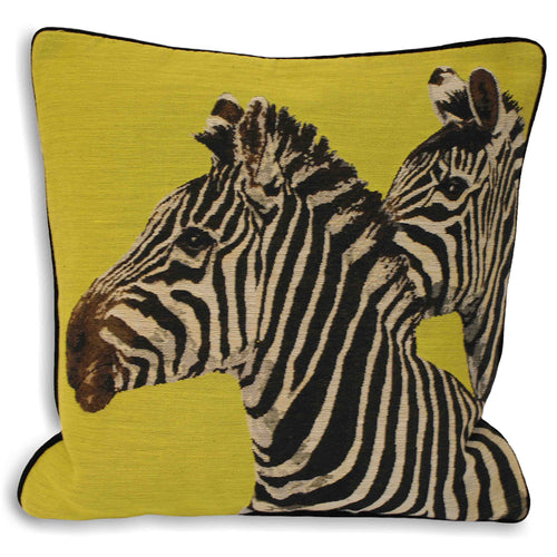 Paoletti Twin Zebra Cushion Cover in Lime