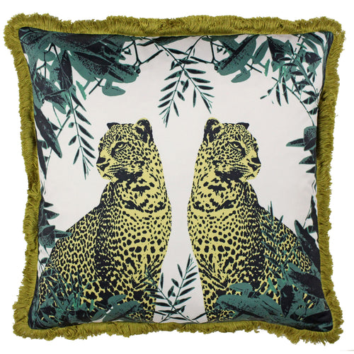 Paoletti Twin Leopard Cushion Cover in Teal/Ochre