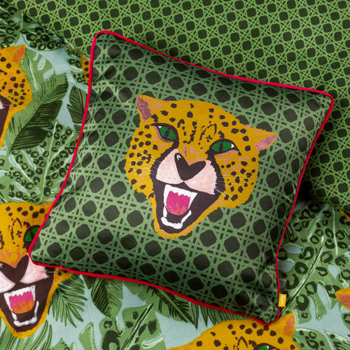 furn. Untamed Cheetah Cushion Cover in Green
