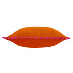 Paoletti Velvet Pompom Cushion Cover in Orange/Fuchsia