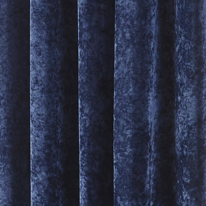 Paoletti Verona Crushed Velvet Eyelet Curtains in Navy
