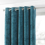 Paoletti Verona Crushed Velvet Eyelet Curtains in Teal