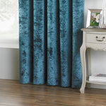 Paoletti Verona Crushed Velvet Eyelet Curtains in Teal