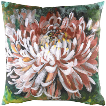 Evans Lichfield Winter Florals Chrysanthemum Cushion Cover in Terracotta