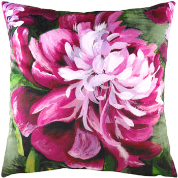 Evans Lichfield Winter Flowers Peony Cushion Cover in Fuchsia