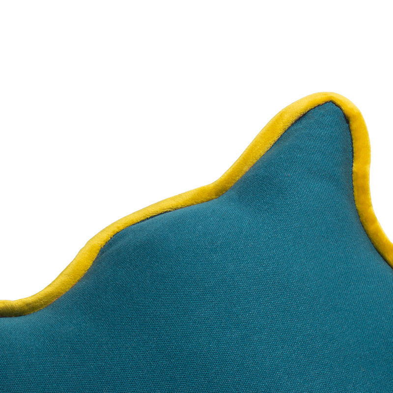 heya home Wiggle Velvet Reversible Ready Filled Cushion in Blue/Yellow