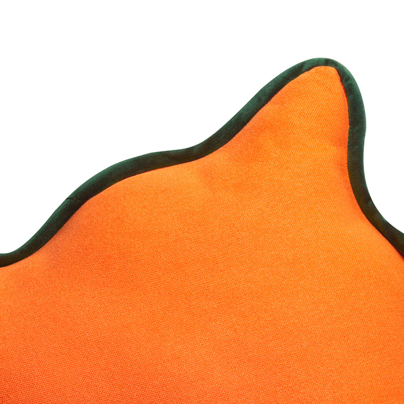 heya home Wiggle Velvet Reversible Ready Filled Cushion in Orange/Green