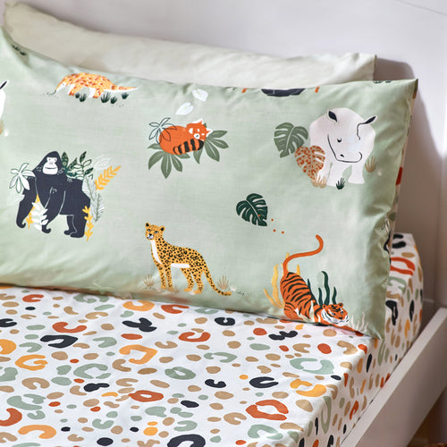 little furn. Wildlife Animal Print Fitted Bed Sheet in Multicolour/Green