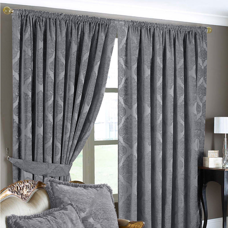Winchester Jacquard Pencil Pleat Curtains Silver
