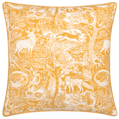 furn. Winter Woods Animal Chenille Cushion Cover in Ochre