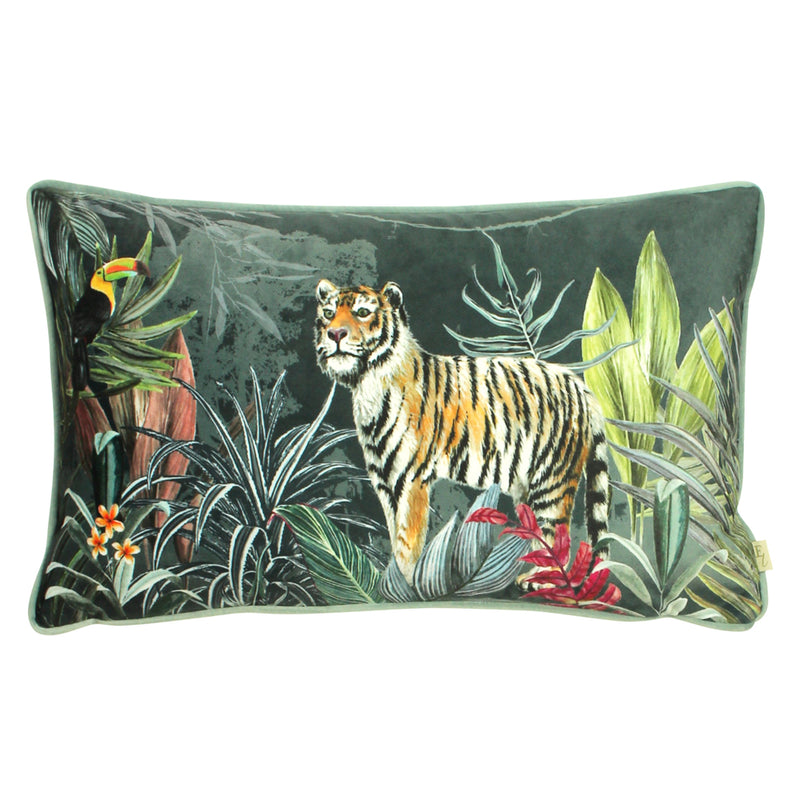 Zinara Tiger Rectangular Cushion Grey