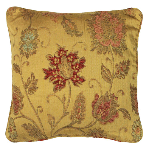 Paoletti Zurich Floral Jacquard Cushion Cover in Gold