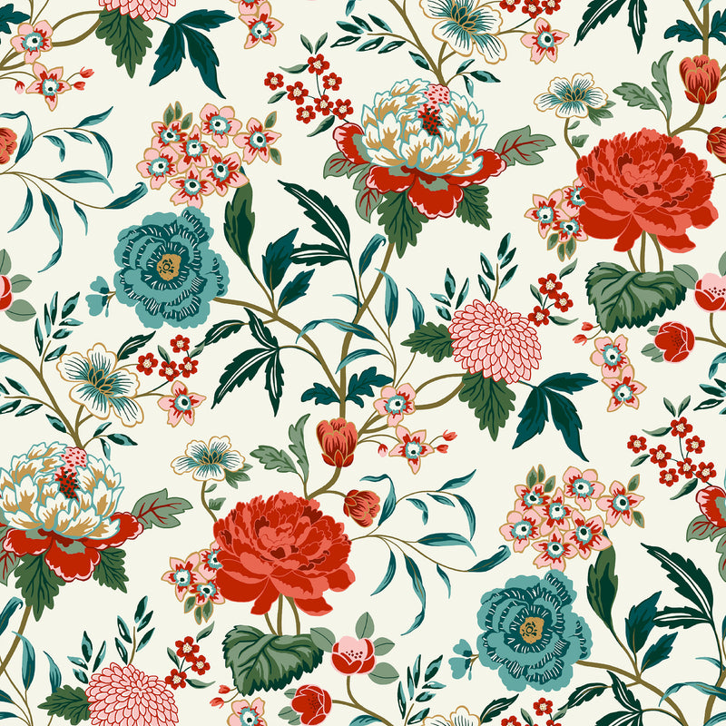 Image of the Azalea Cream Floral Fabric Sample | Default | furn.