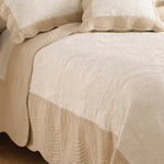 Fayence Scalloped Bedspread Ivy/Taupe