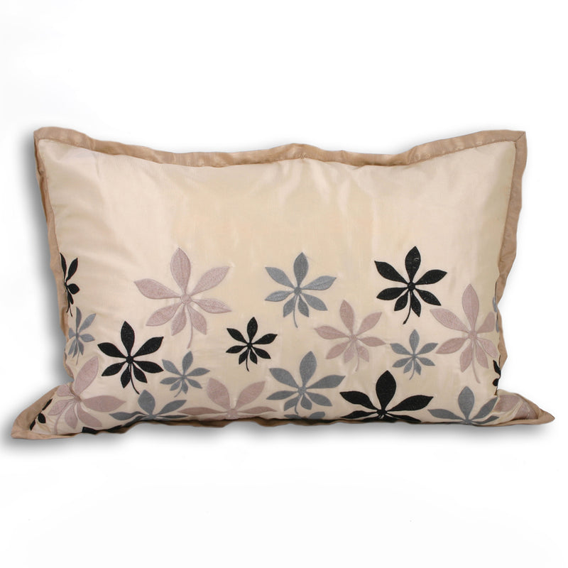 Oasis Floral Embroidered Cushion Blue
